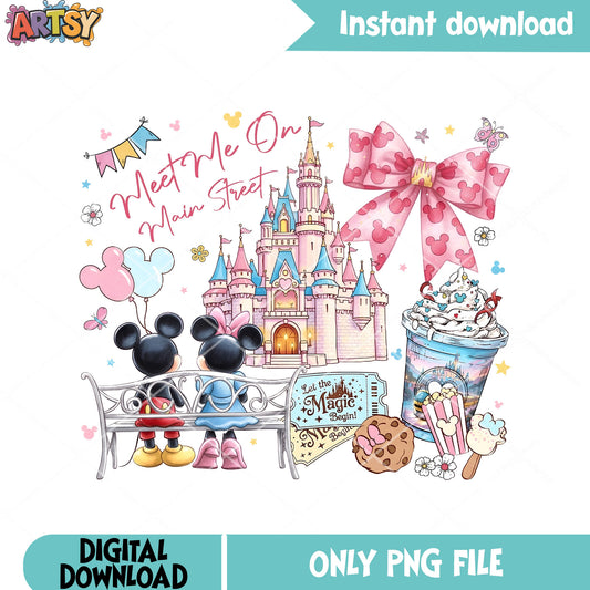 Meet me on main street png, disney world png, mickey minnie​ png