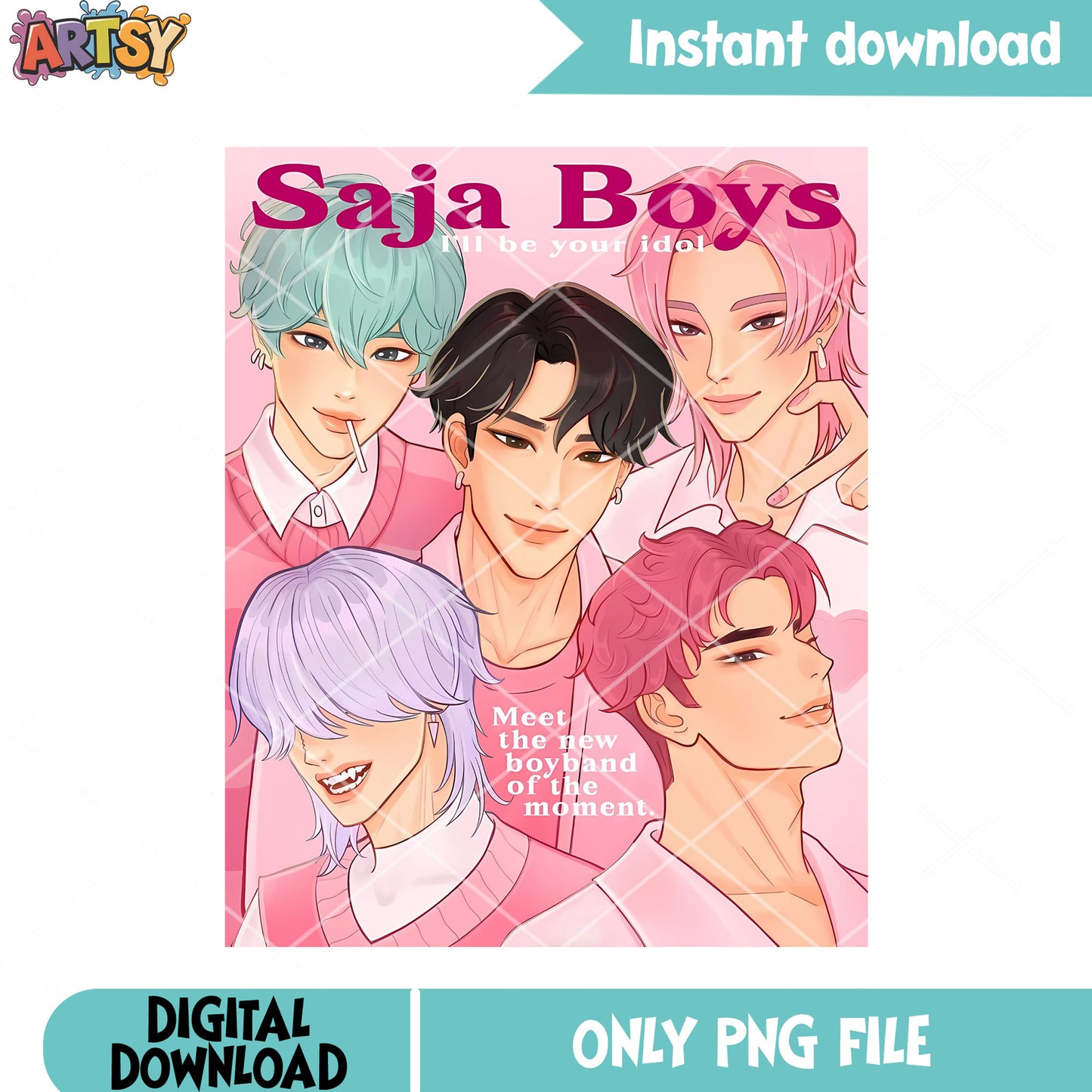 Meet the new boyband of the moment png, kpop movie png, saja boys png