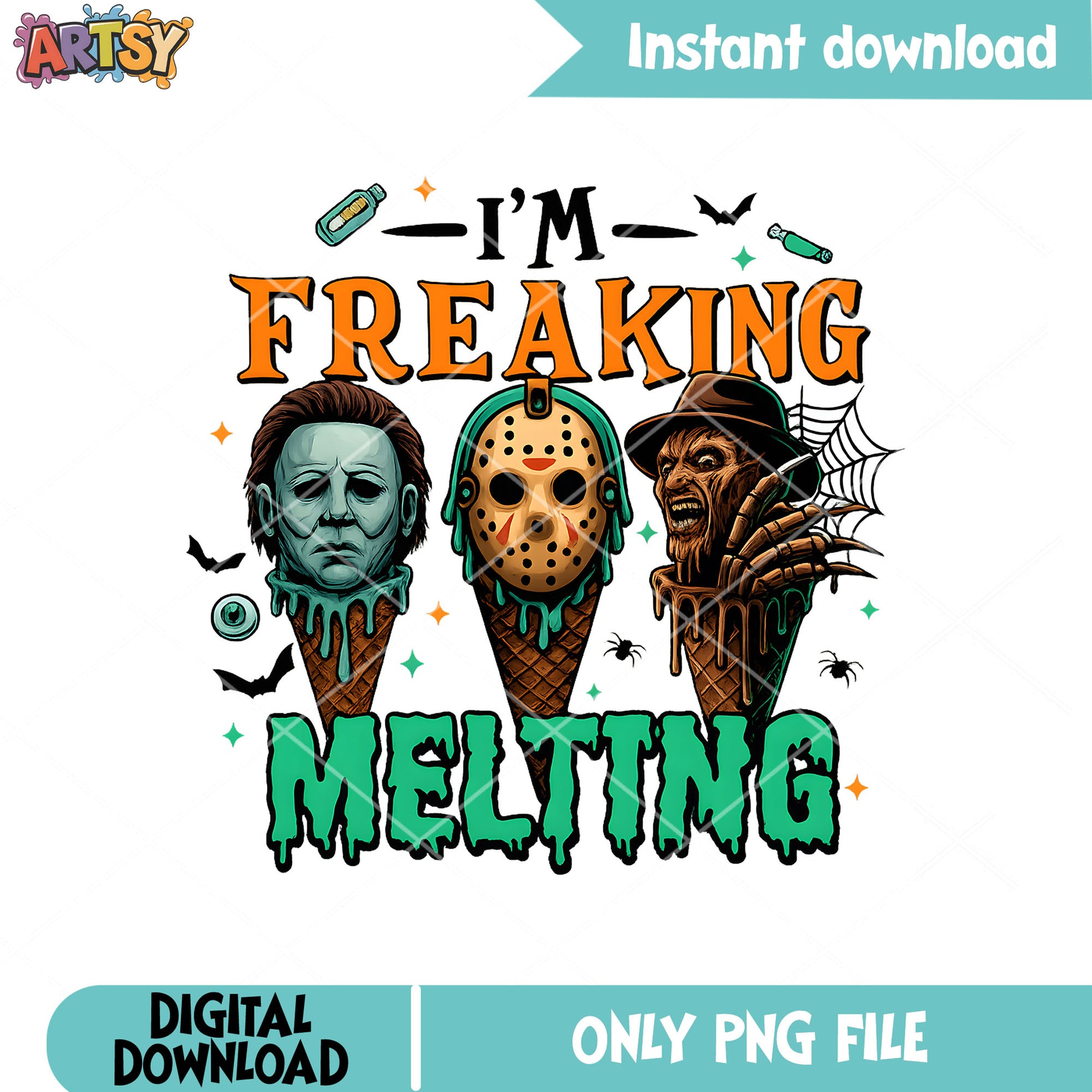 Melting horror movies png, halloween ice cream png, horror movies png