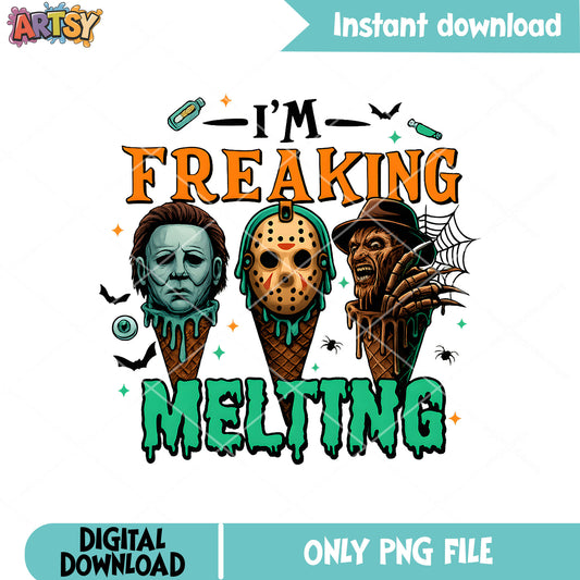 Melting horror movies png, halloween ice cream png, horror movies png
