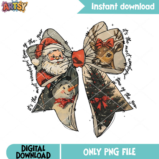 Memories bow tie png, santa claus costume png, reindeer png