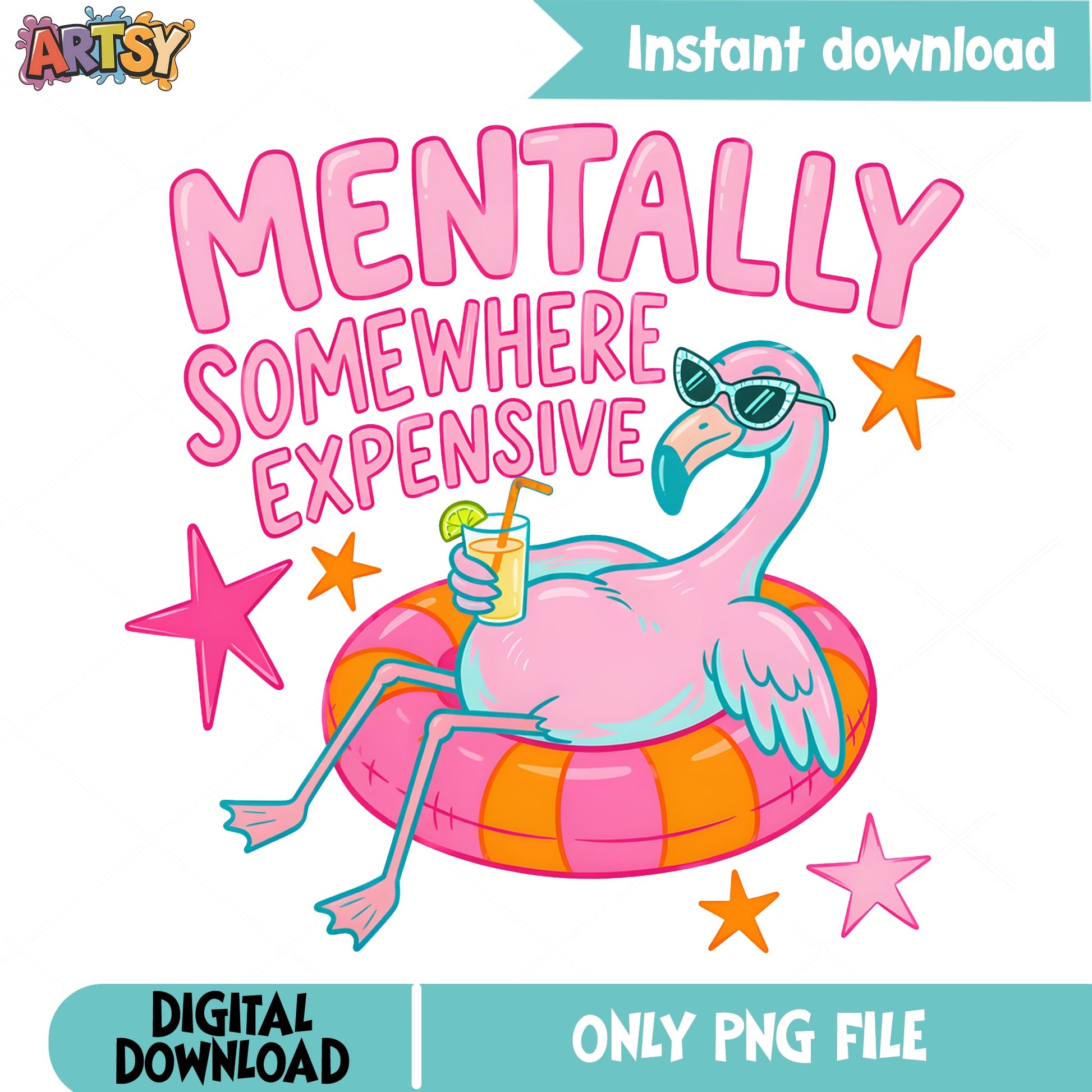 Mentally Somewhere Expensive Flamingo PNG, Funny Summer PNG, Beach Vibes PNG