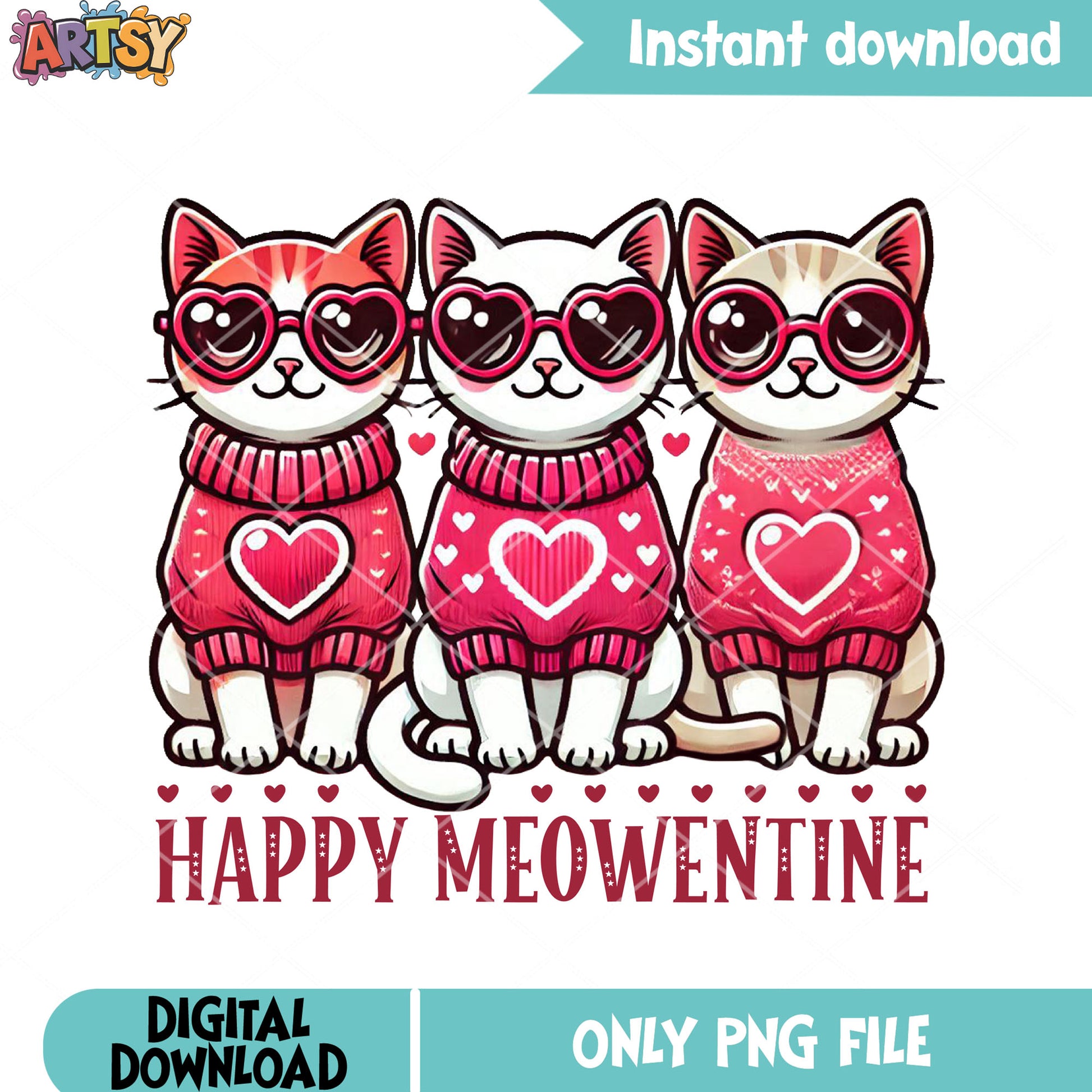 Meowentine trio cat valentine png, valentine vibes png, love season png