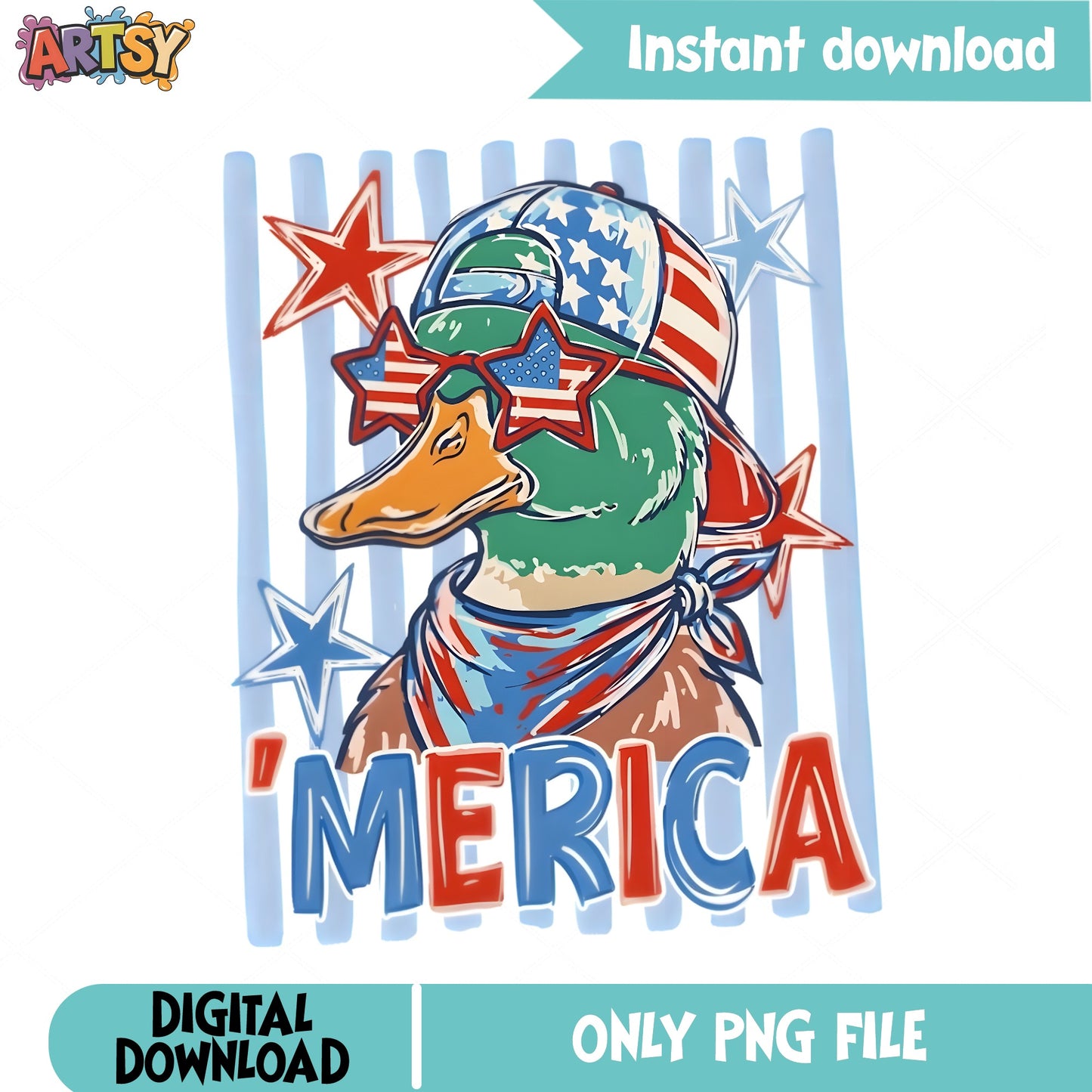 Merica Duck 4th Of July PNG, Patriotic Duck PNG, America PNG