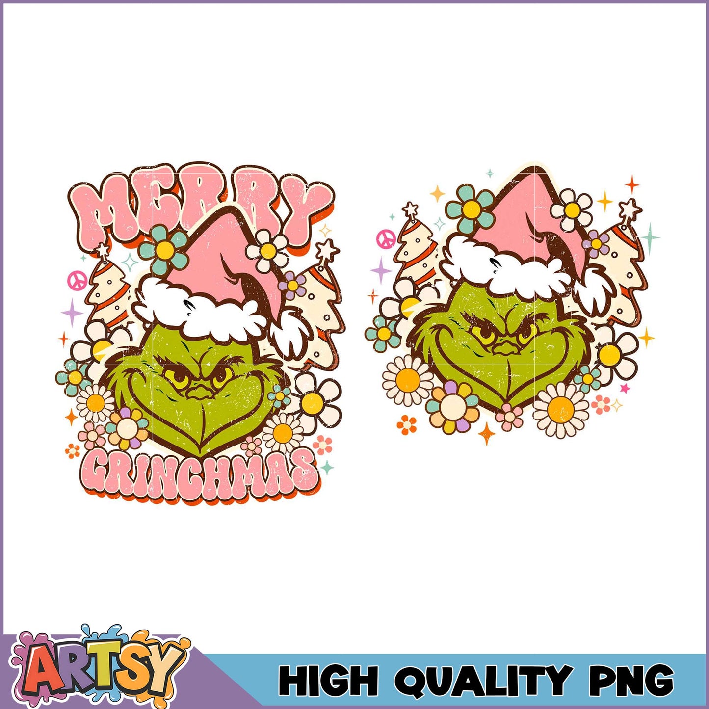 Merry Grinchmas PNG Bundle High Quality Retro Designs