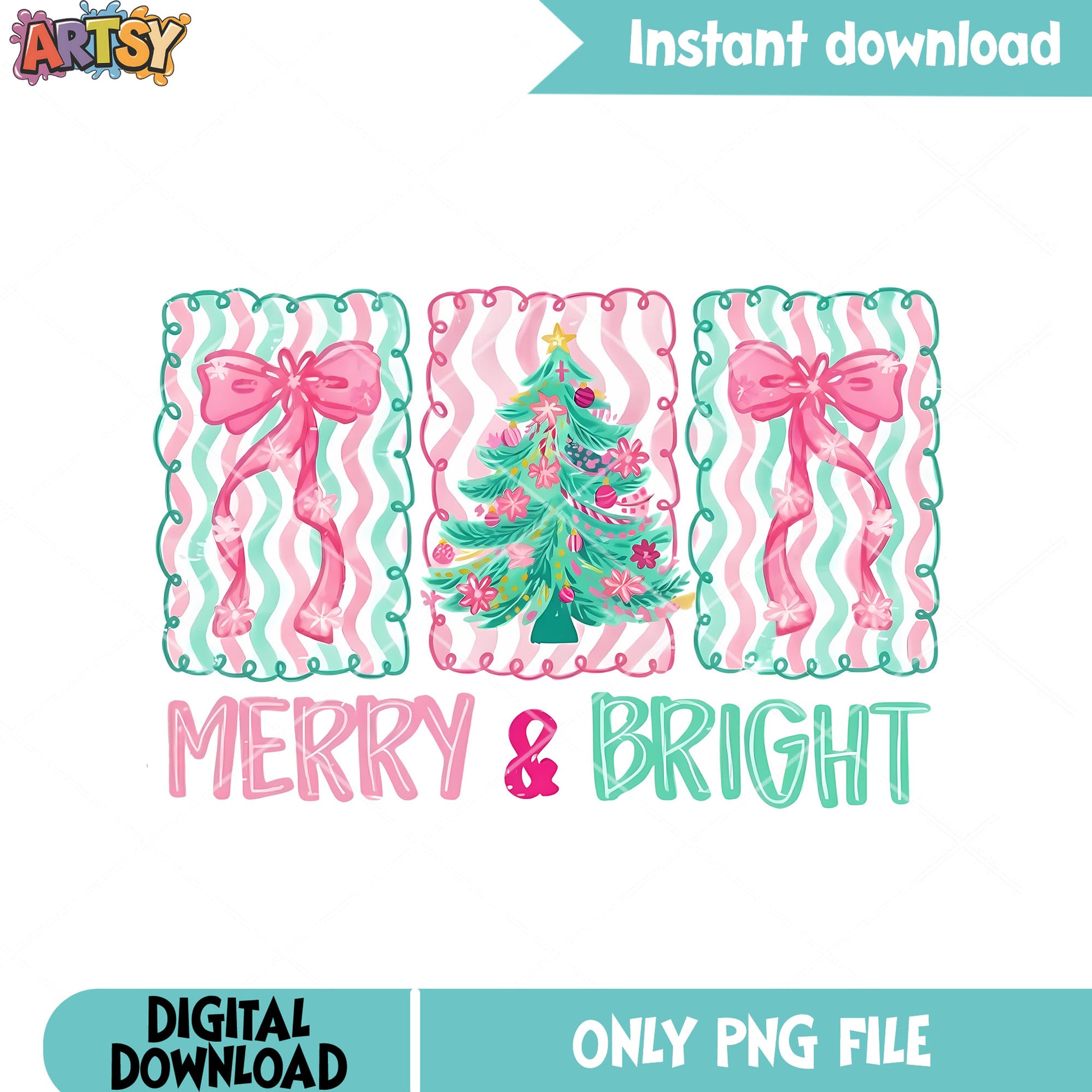 Merry and bright png, christmas tree​ png, merry christmas​ png