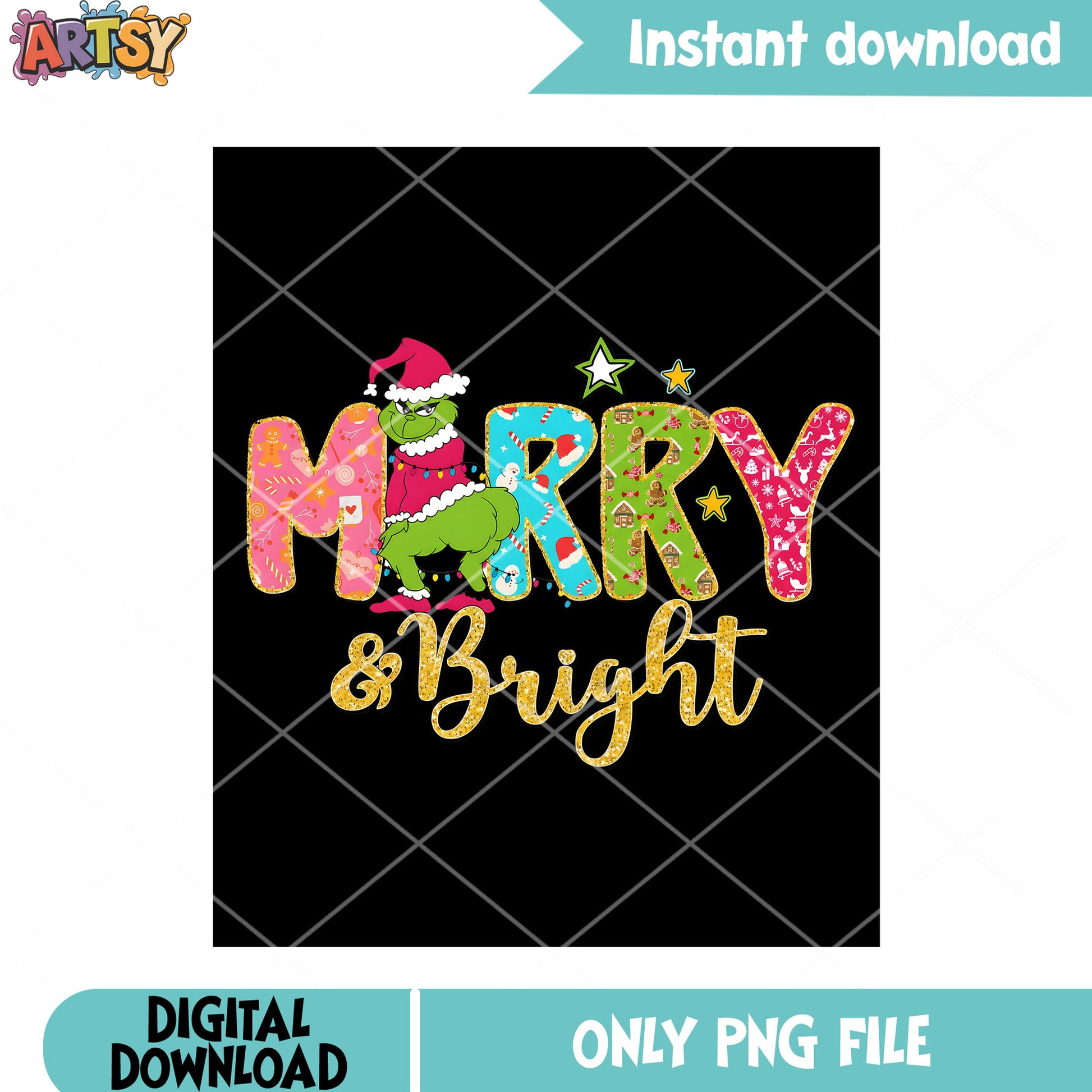Merry and bright png, santa claus hat png, shinny star png