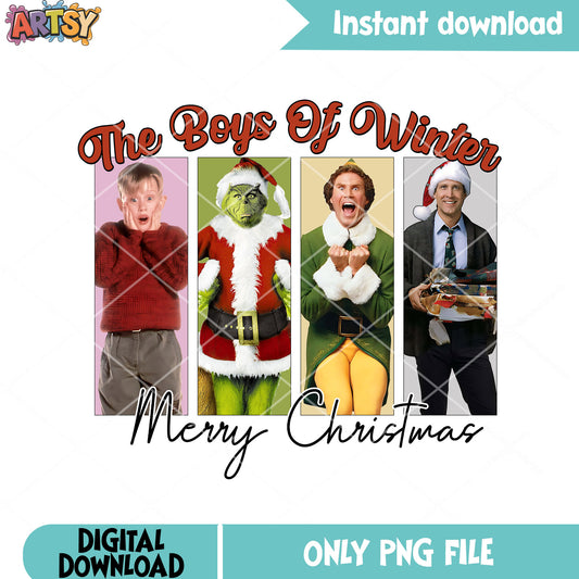 Merry christmas boys funny png, boys winter png, griswold merry png