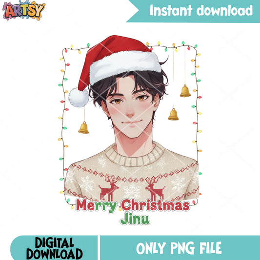 Merry christmas jinu png, satan claus hat png, saja boys png
