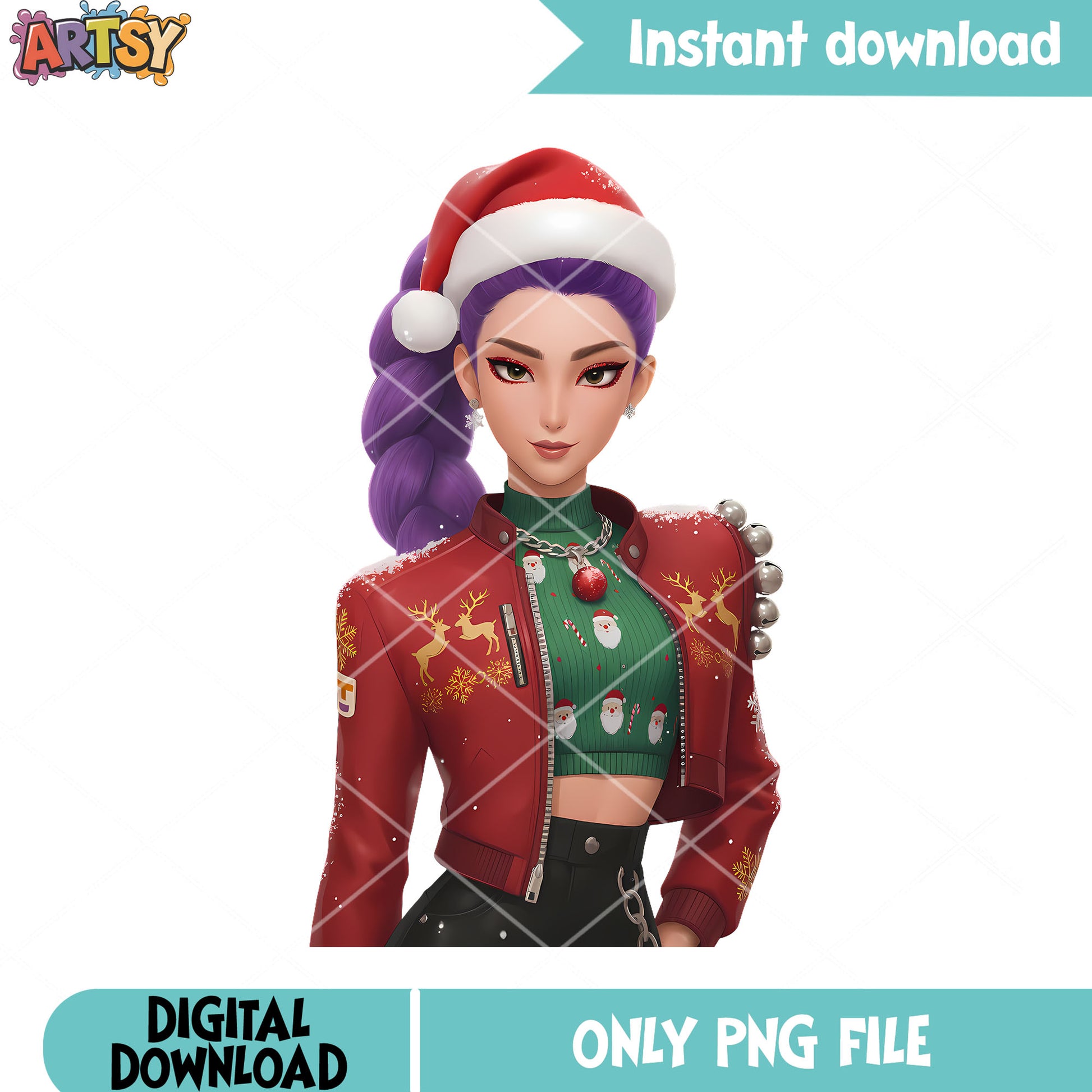 Merry christmas rumi png, kpop demon hunters png, santa hat png