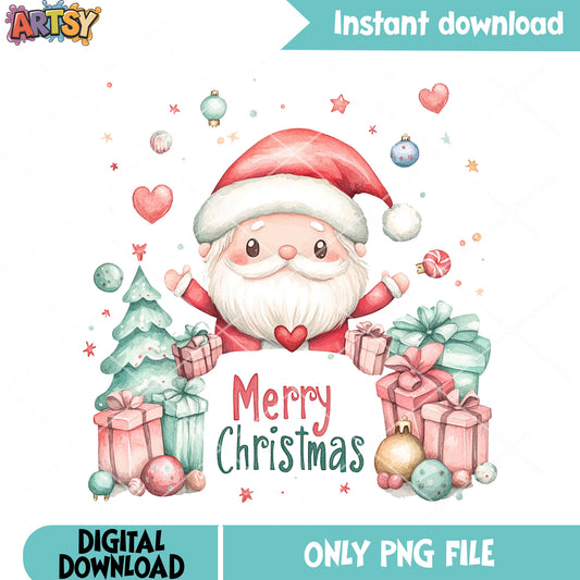 Merry christmas santa png, christmas gifts png, santa claus png