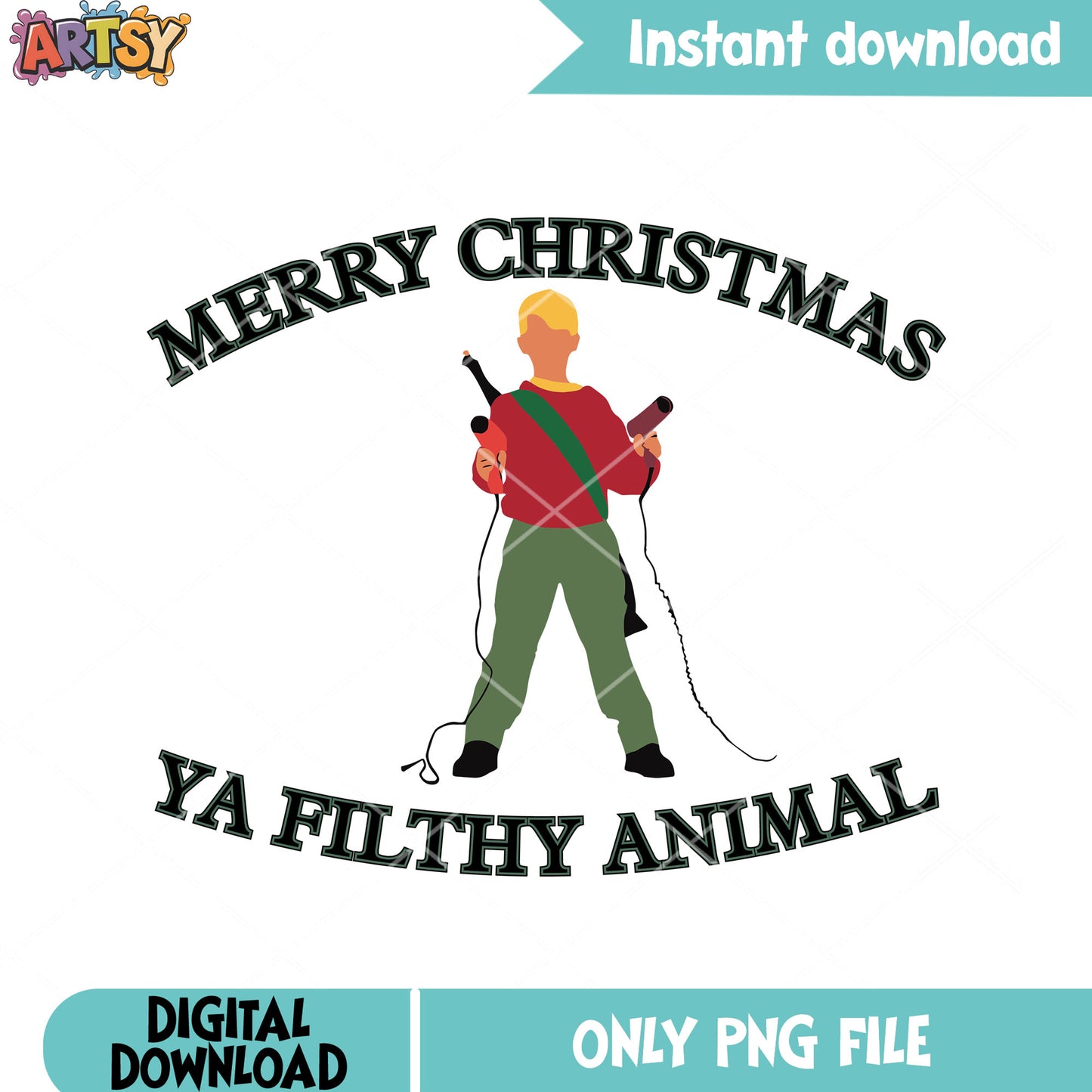 Merry christmas ya filthy animal png, merry christmas png, home alone png