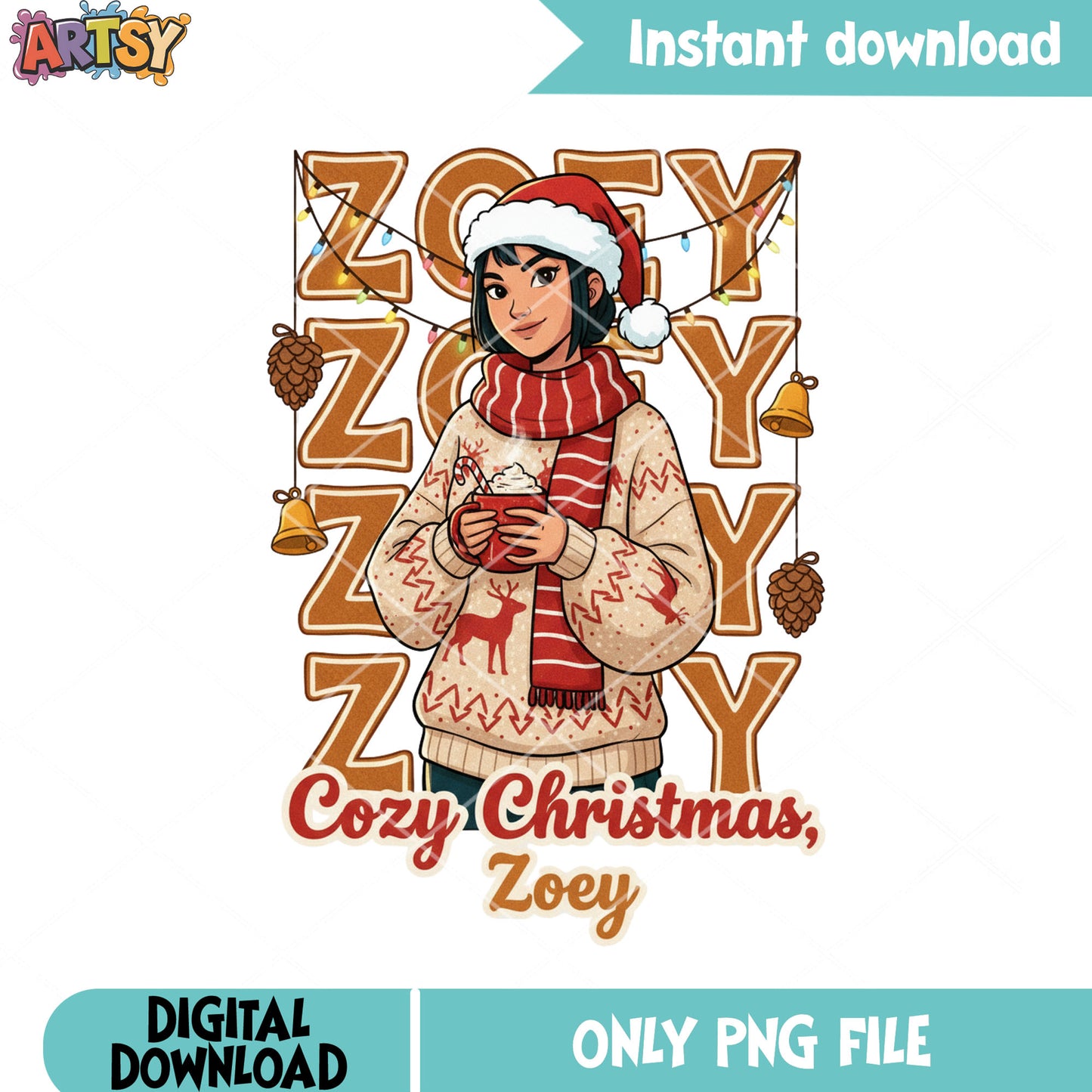 Merry christmas zoey png, zoey kpop demon hunter png, santa hat png