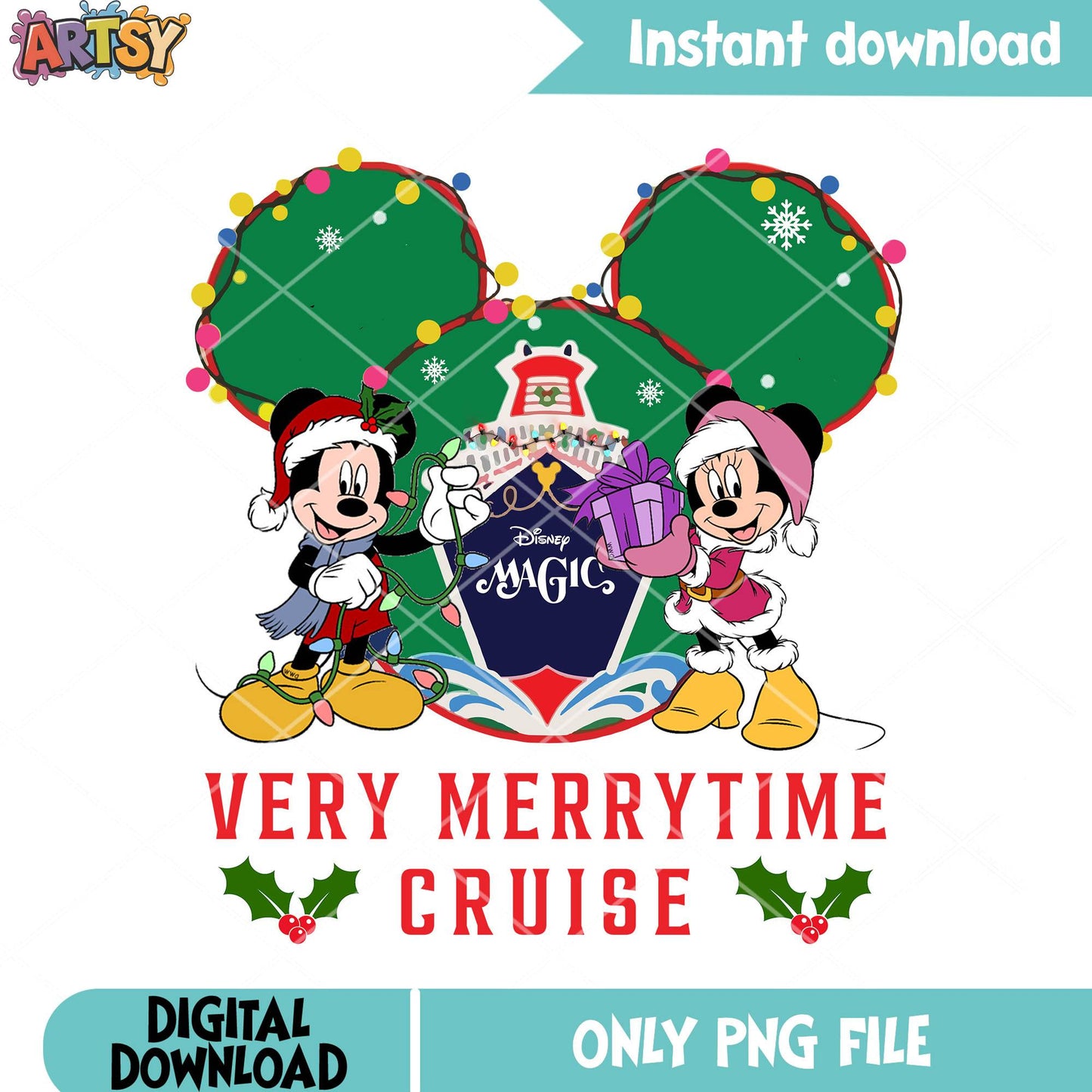 Merry cruise xmas png, christmas vibes png, mickey mouse png