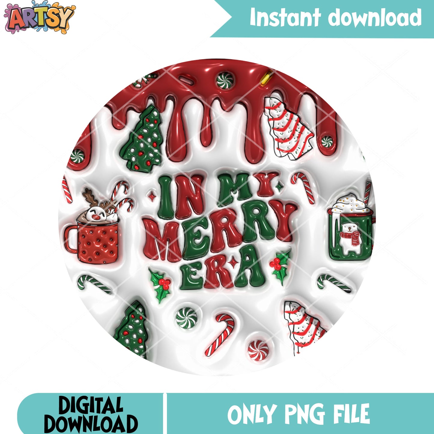 Merry era trending christmas png, merry era png, groovy christmas png