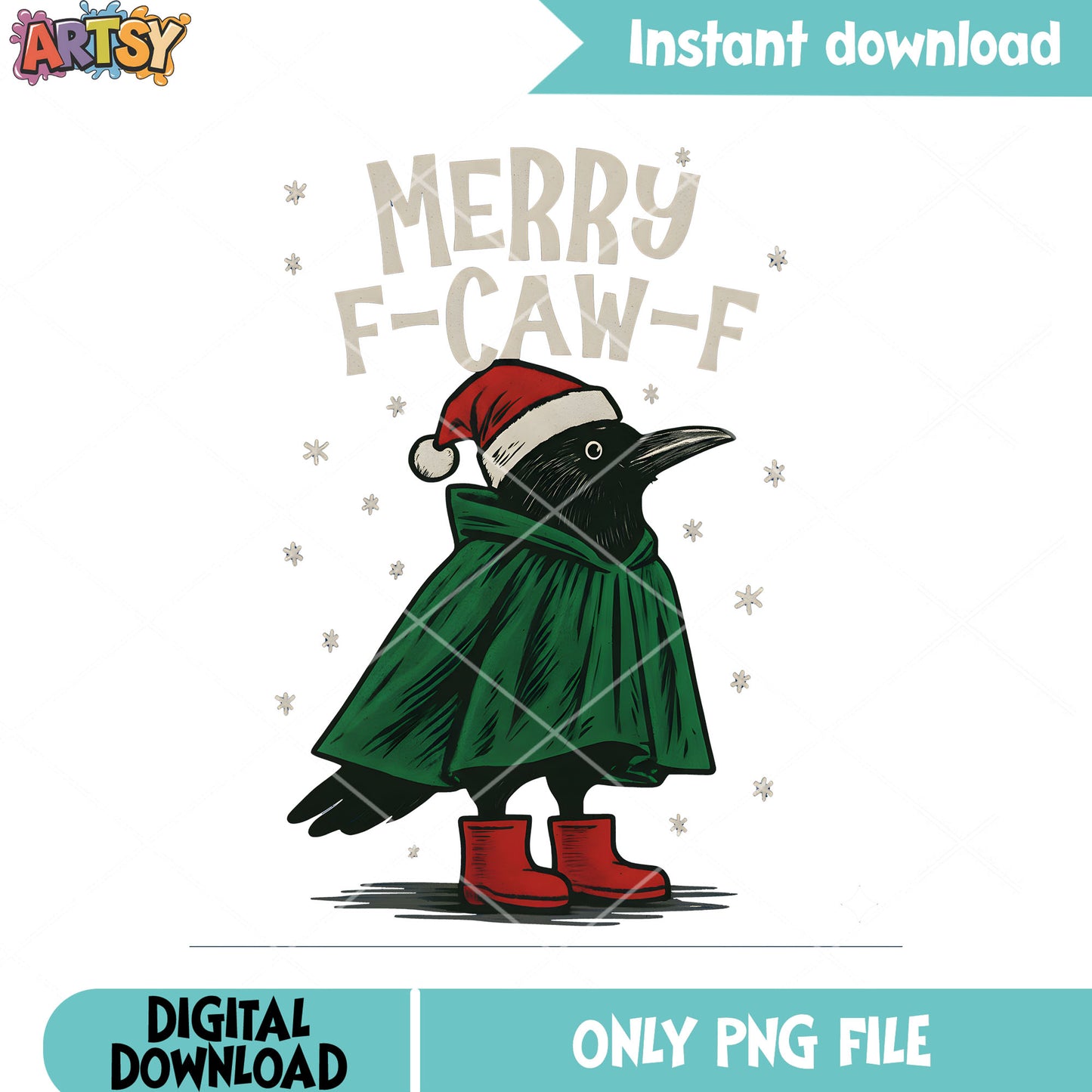 Merry f caw f png, santa claus hat png, black raven​ png
