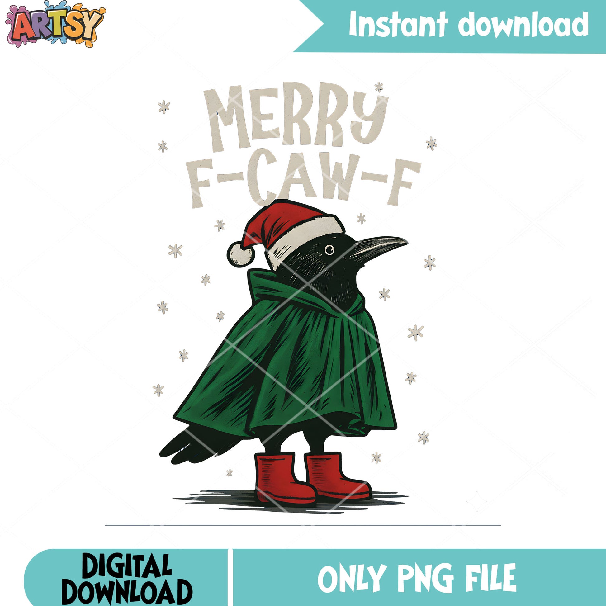 Merry f caw f png, santa claus hat png, black raven​ png