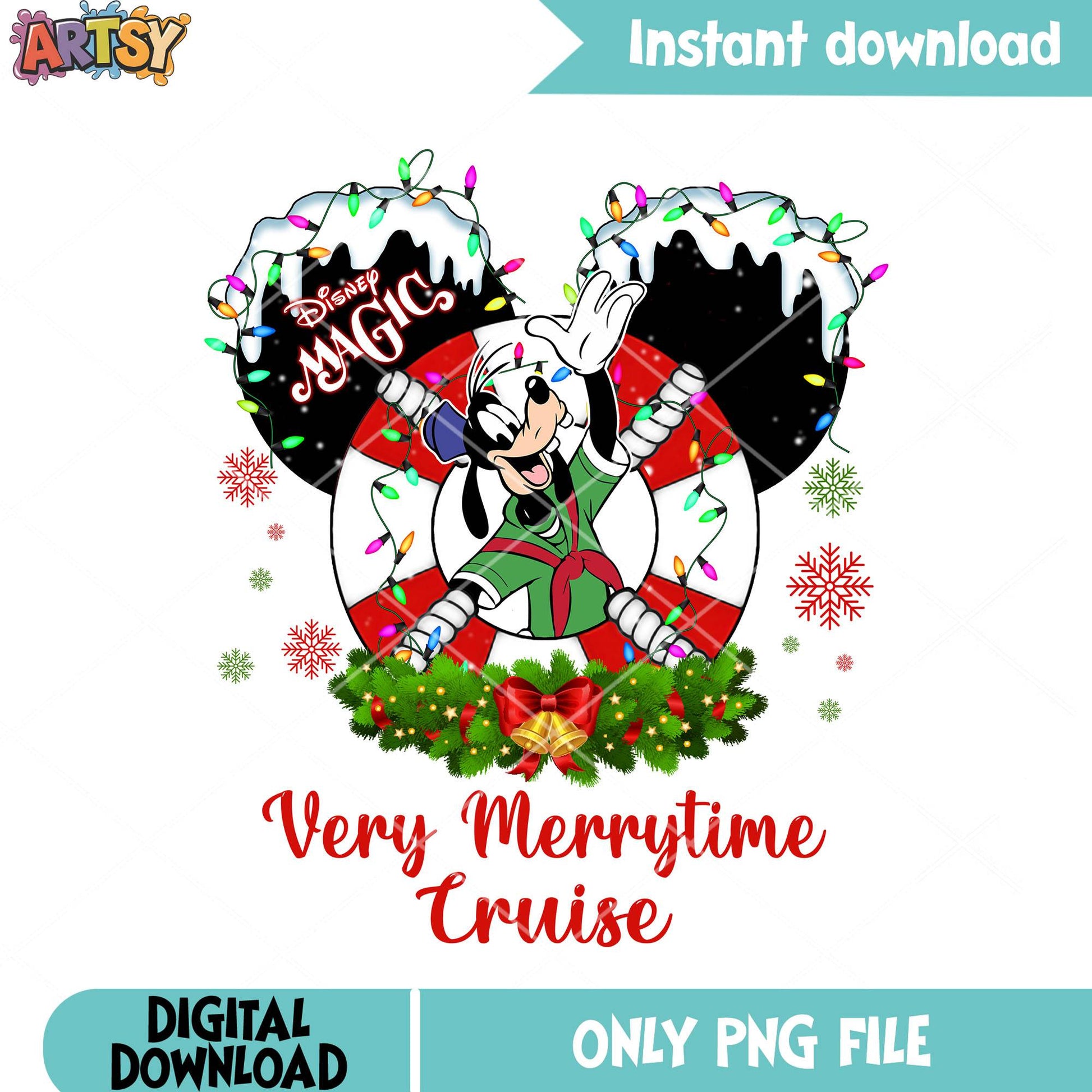 Merry goofy xmas vibes png, goofy png, disney cruise mickey png
