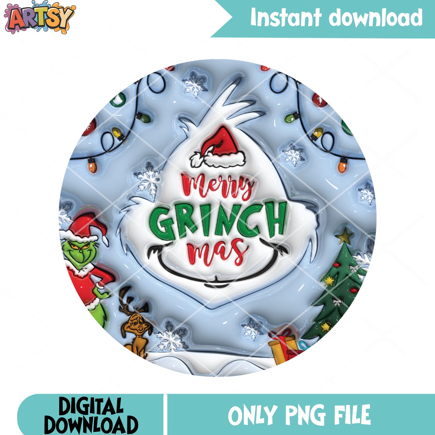 Merry grinchmas icy blue png, background lights png, blue snowy png