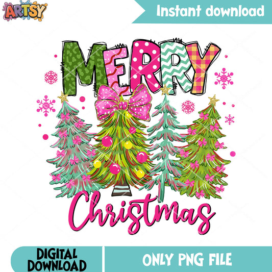 Merry scottish christmas cast png, pink bow png, star bow png