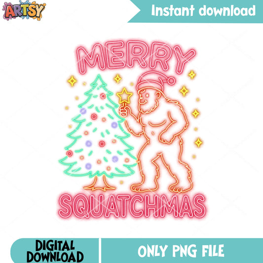 Merry squatchmas png, xmas decoration png, christmas tree png