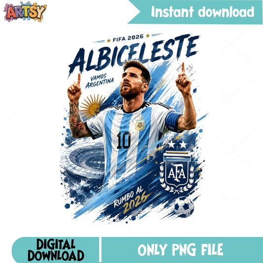 Messi Argentina Albiceleste FIFA 2026 PNG, Vamos Argentina PNG, Soccer PNG