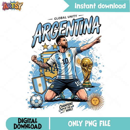 Messi Argentina Champions Of The World PNG, Soccer PNG, Football PNG