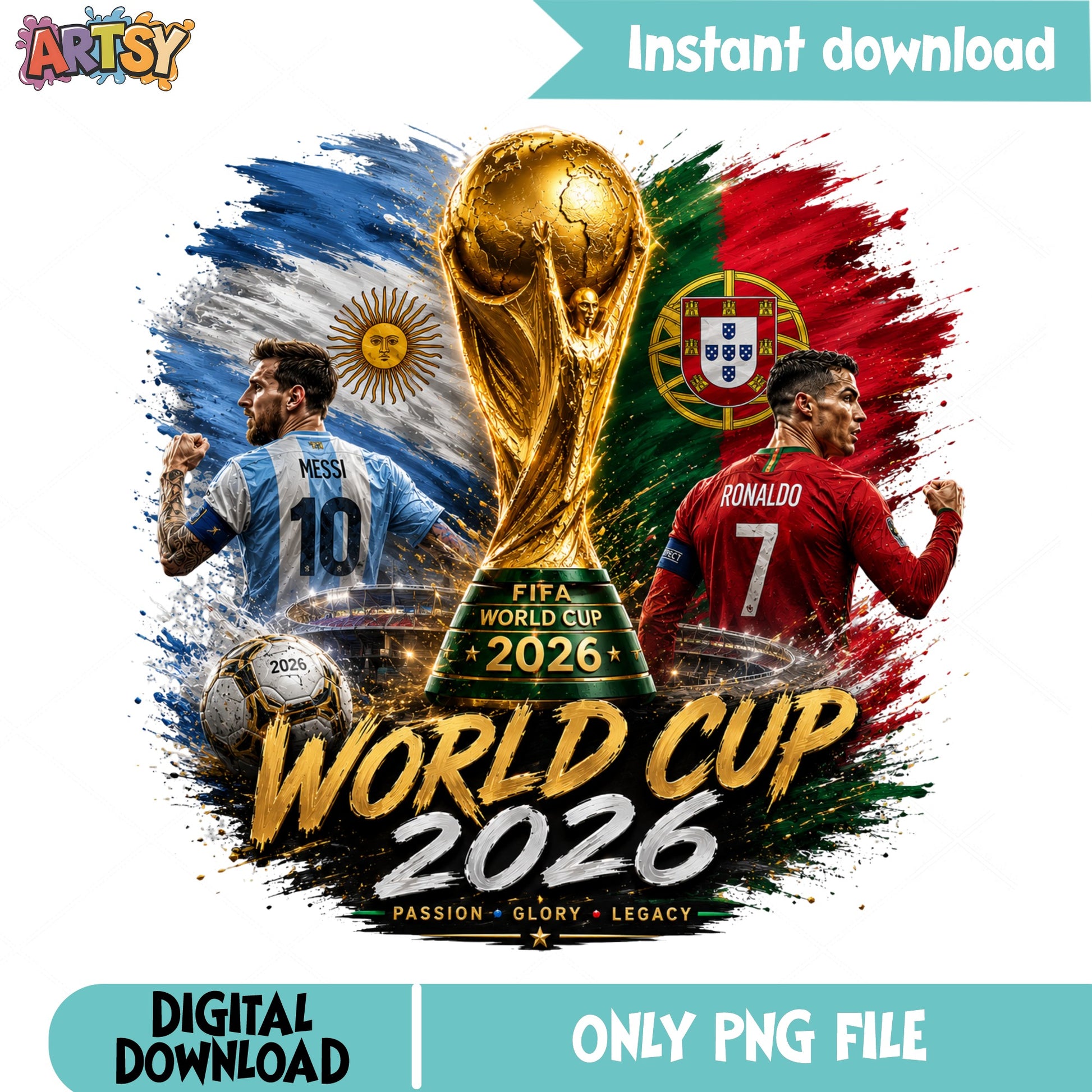 Messi Ronaldo FIFA World Cup 2026 PNG, Soccer PNG, Football PNG