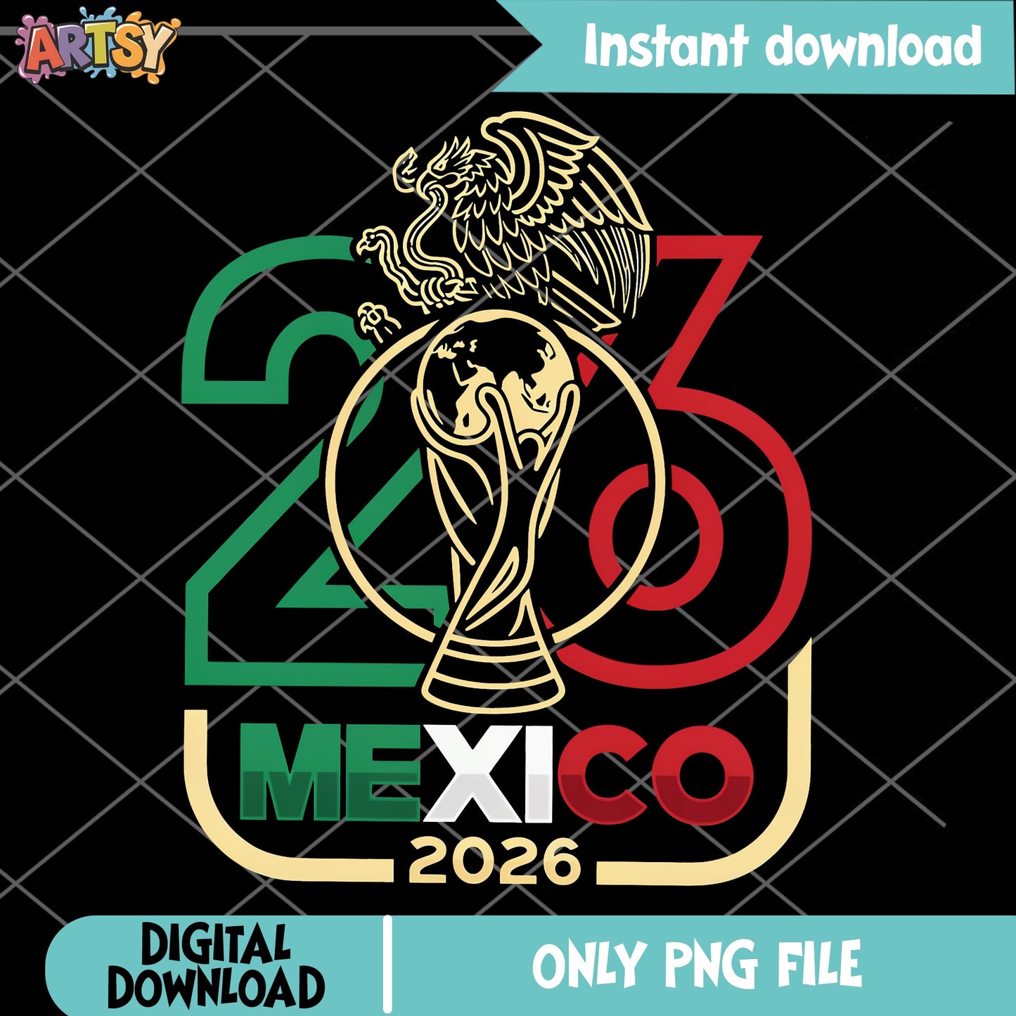 Mexico 2026 World Cup PNG, Soccer Trophy Eagle PNG, Football PNG