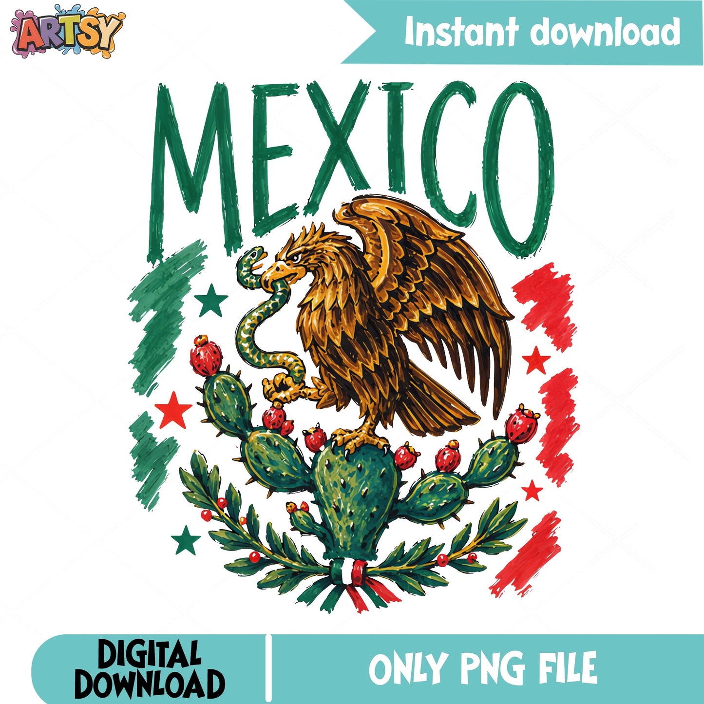 Mexico Eagle Flag PNG, Mexican Pride Sublimation PNG, Cinco De Mayo PNG