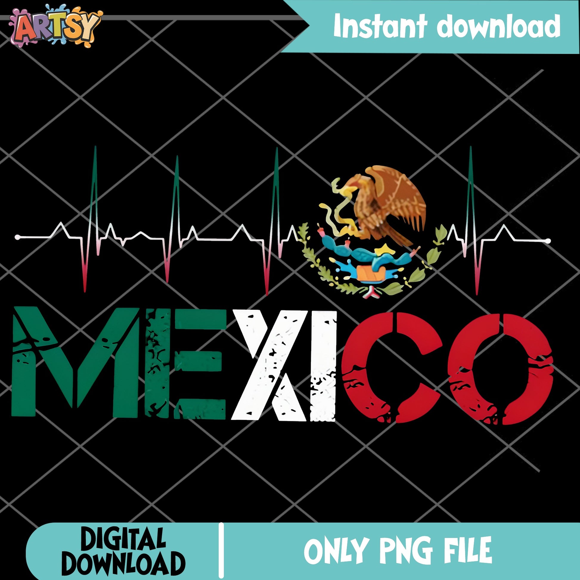 Mexico Heartbeat Flag PNG, Mexican Pride PNG, Mexico Eagle PNG