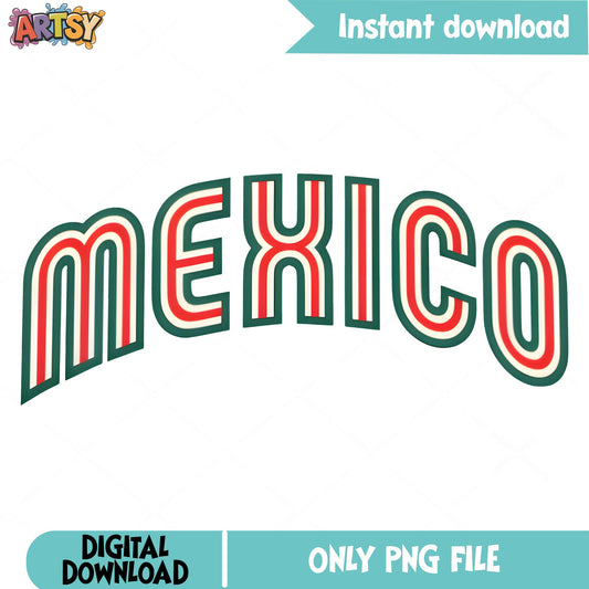 Mexico Retro Arch Text PNG, Mexican Flag Colors PNG, Cinco De Mayo PNG
