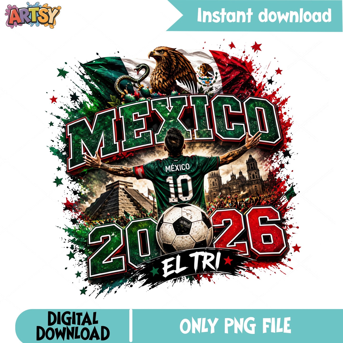 Mexico Soccer 2026 El Tri PNG, Mexico Football Fan PNG, Soccer PNG