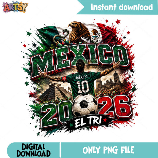 Mexico Soccer 2026 El Tri PNG, Mexico Football Fan PNG, Soccer PNG