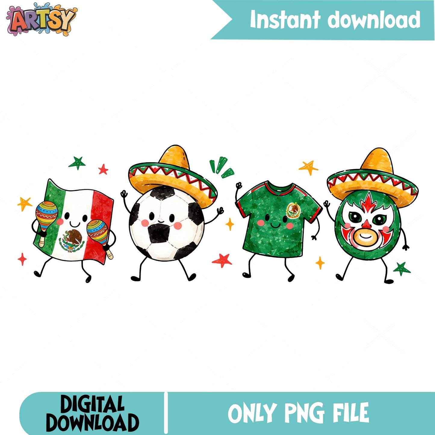 Mexico Soccer Cute Characters PNG, Futbol Mexico PNG, Cinco De Mayo PNG