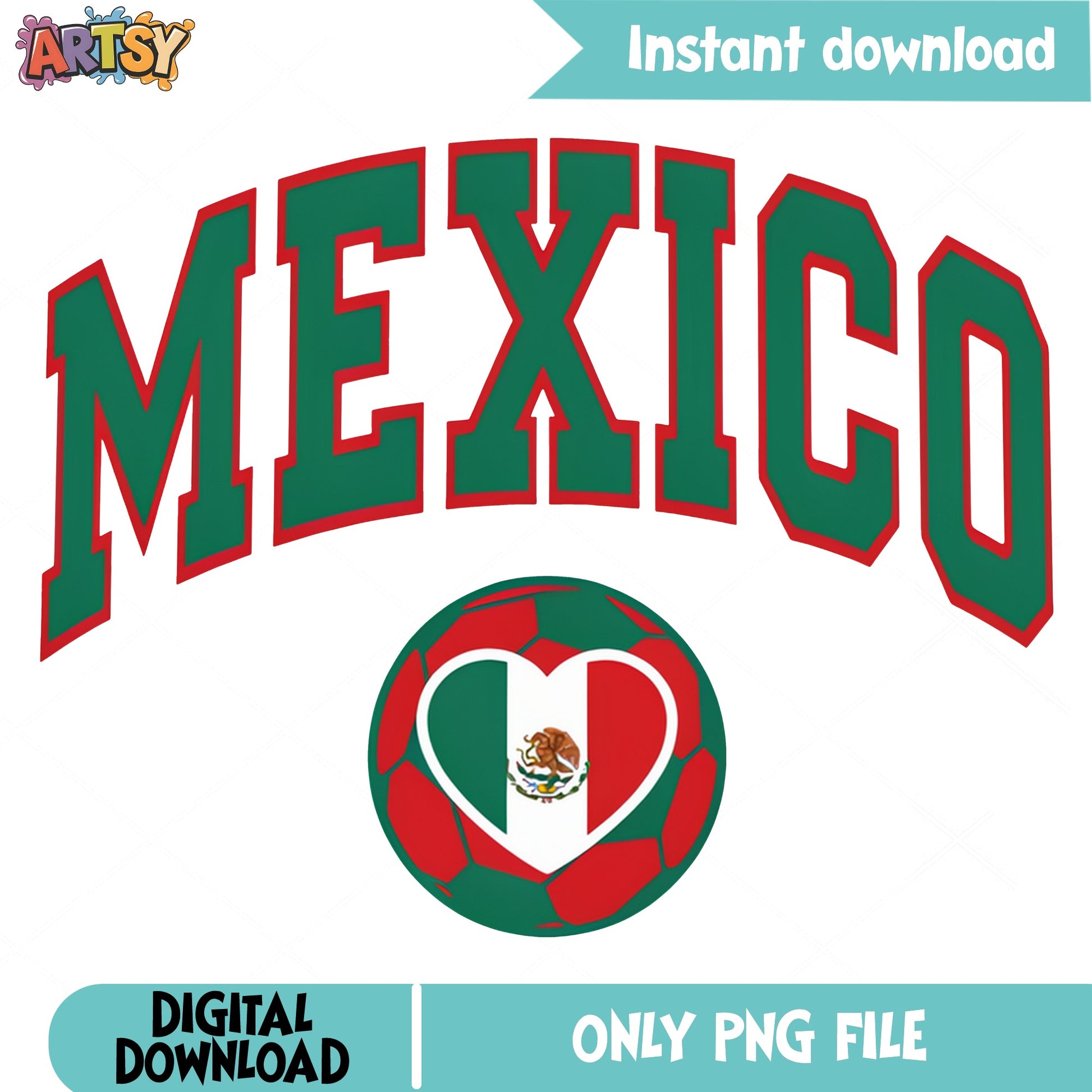 Mexico Soccer PNG, Mexico Football Heart Flag PNG, Futbol PNG