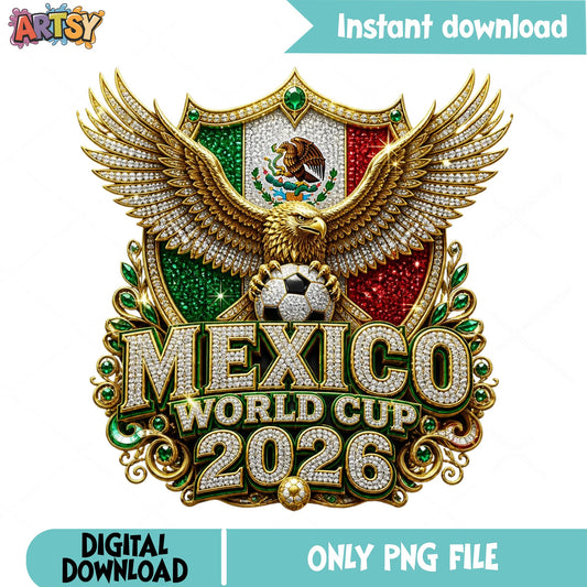 Mexico World Cup 2026 PNG, Mexico Soccer Eagle Shield, Futbol PNG