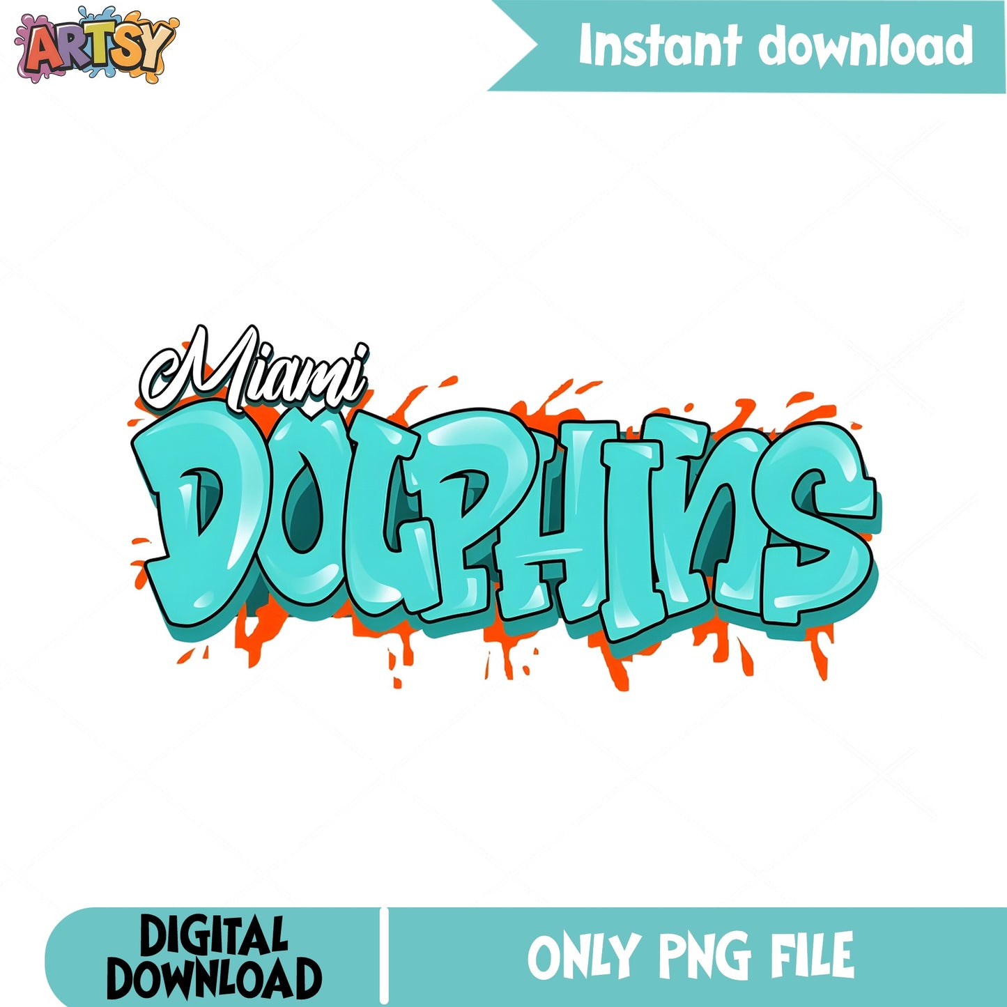 Miami Dolphins Graffiti PNG, NFL Football Team PNG, Sports PNG