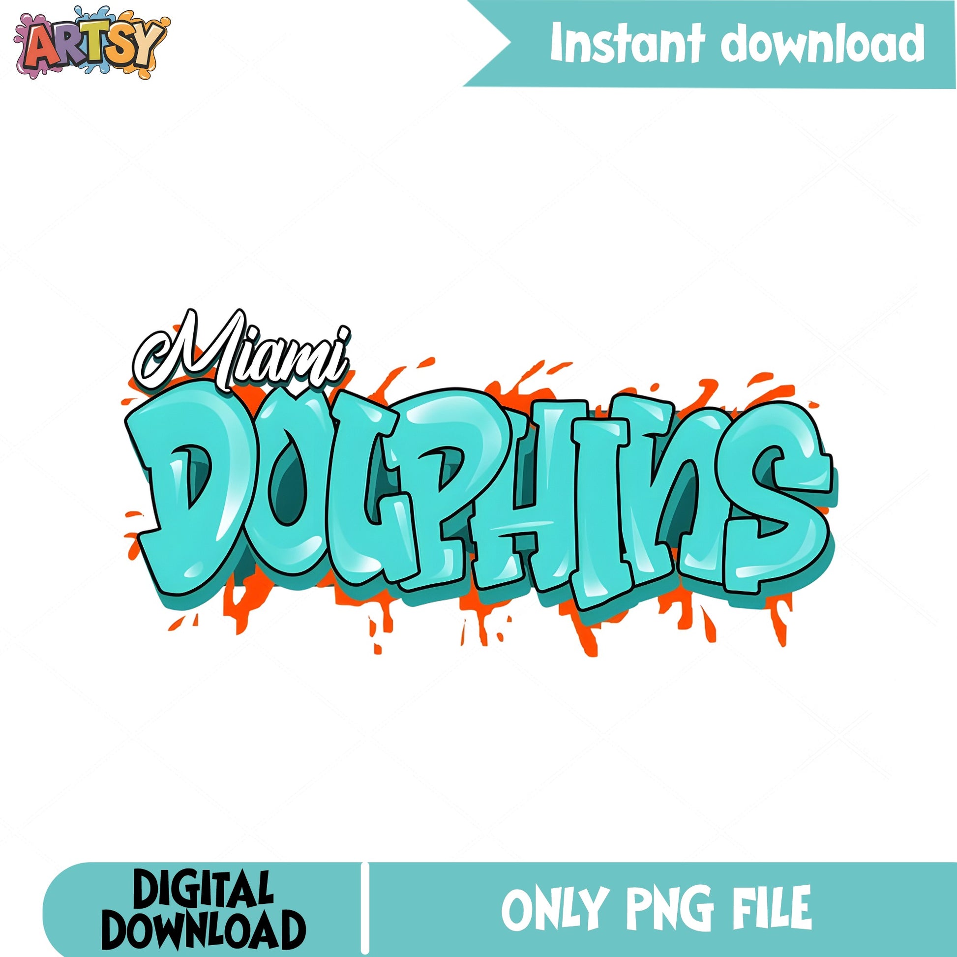 Miami Dolphins Graffiti PNG, NFL Football Team PNG, Sports PNG