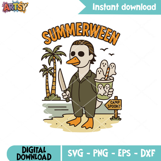 Michael Myers summerween svg, summer ween svg, horror halloween svg