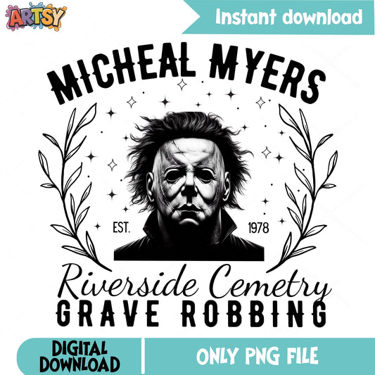 Michael Myers Riverside Cemetery PNG, Halloween Horror PNG, Scary Movie PNG