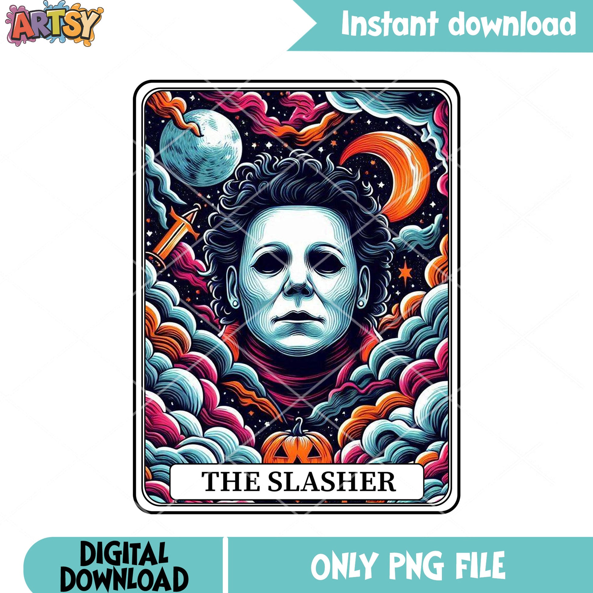 Michael myers Head png, cresent moon png, halloween movies png