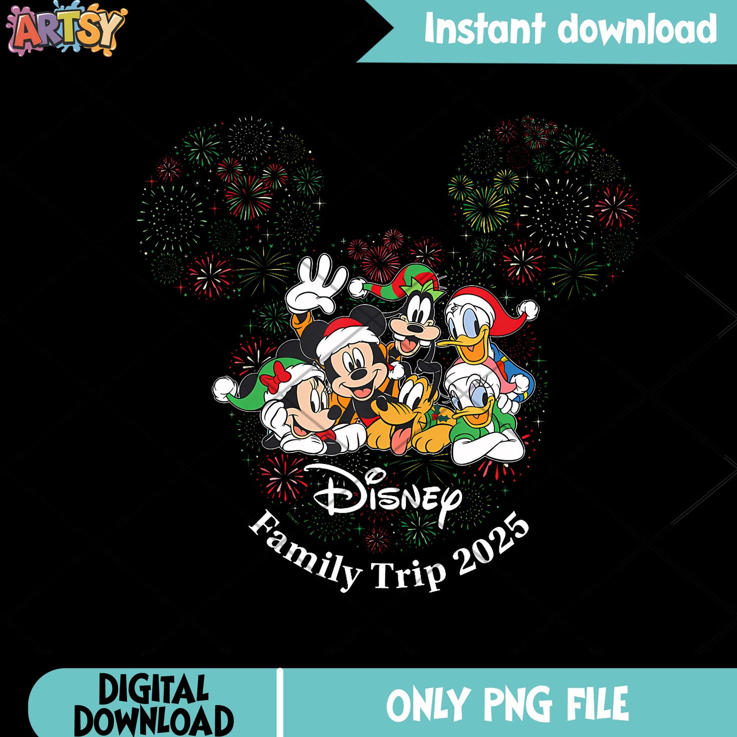 Mickey Fireworks Vacation Trip png, daisy duck png, donald duck png
