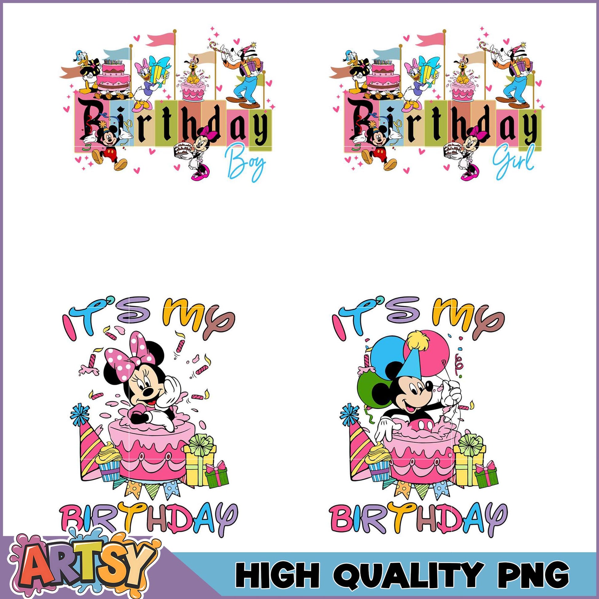 Mickey Minnie Birthday PNG Bundle High Quality