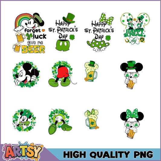 Mickey Minnie St Patricks Day PNG Bundle