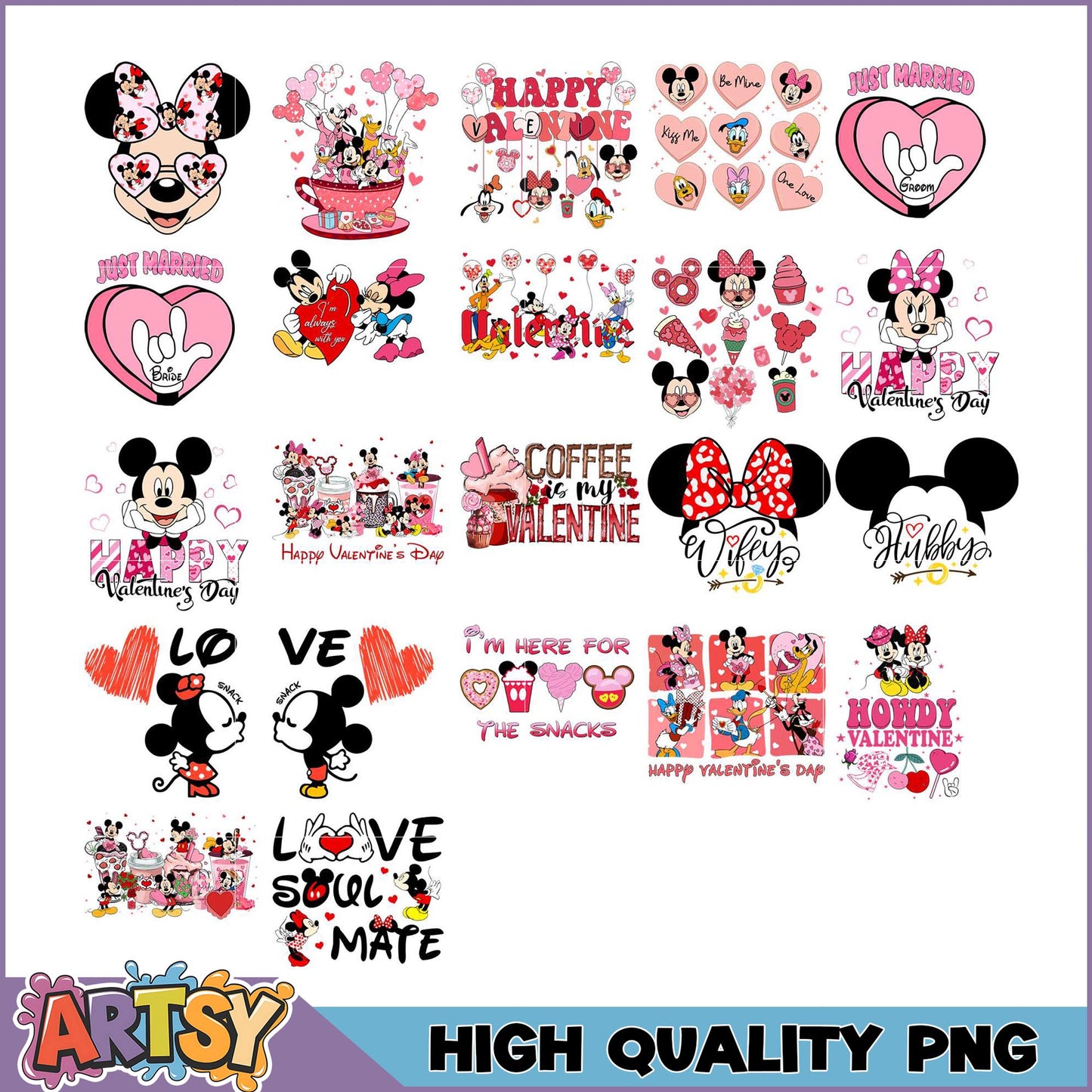 Mickey Minnie Valentine's PNG Bundle High Quality