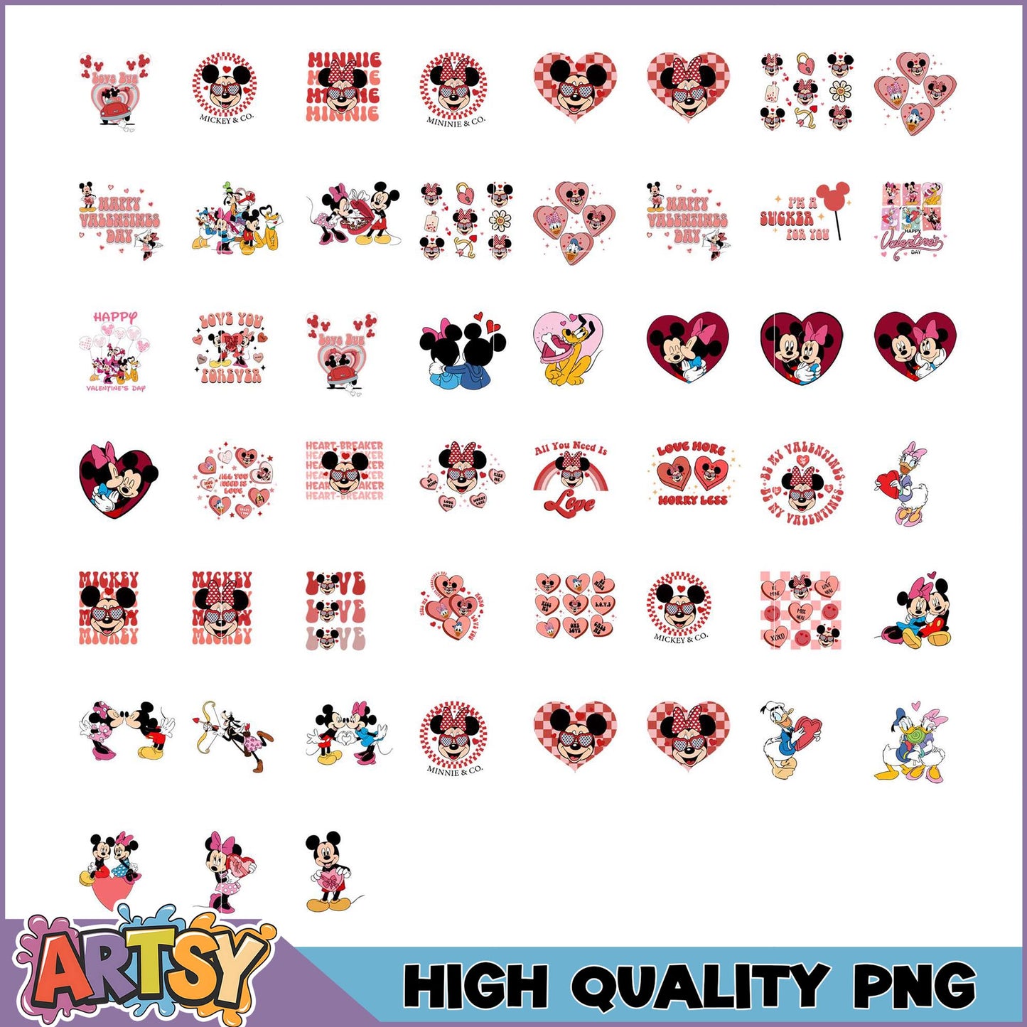 Mickey Minnie Valentines PNG Bundle High Quality