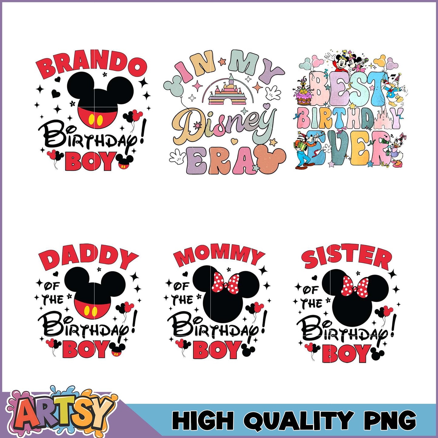 Mickey Mouse Birthday PNG Bundle - High Quality