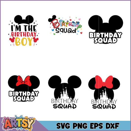 Mickey Mouse Birthday Squad SVG Bundle