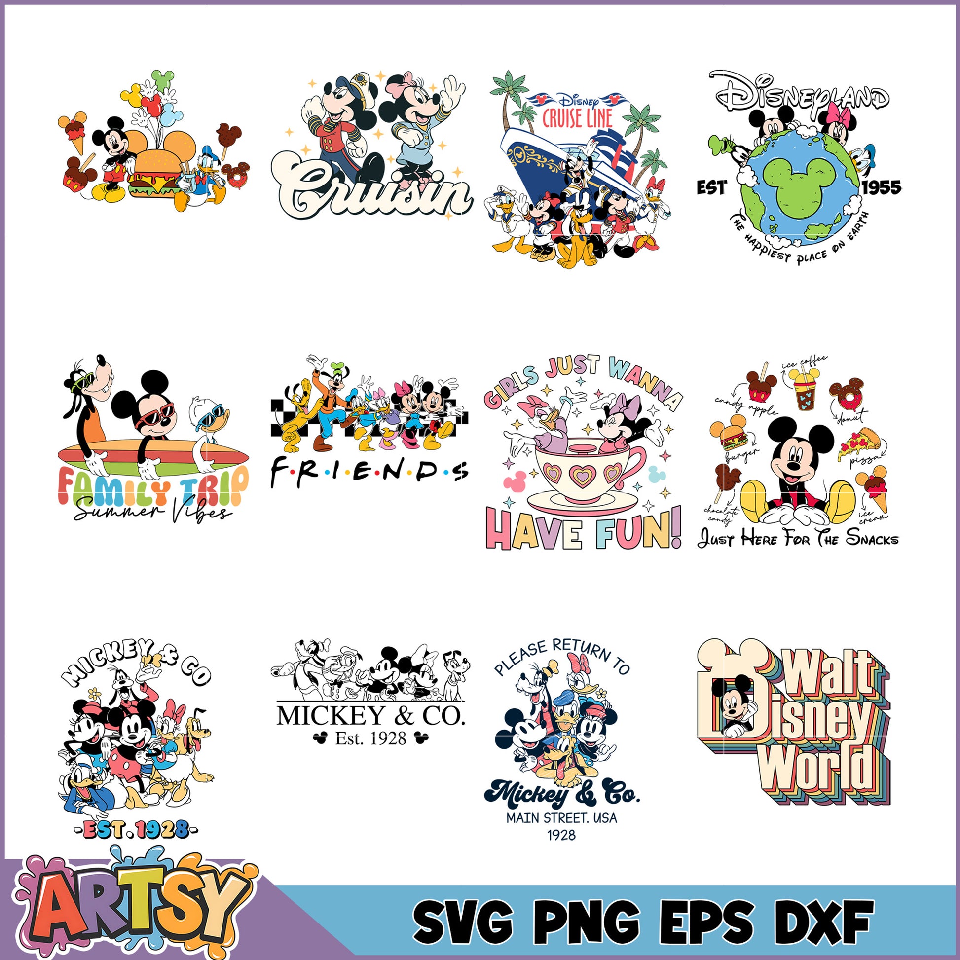 Mickey Mouse SVG Bundle Disney Themed Designs for Fun Projects